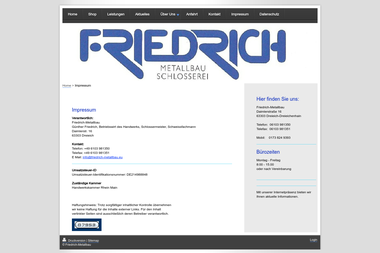 friedrich-metallbau.eu/impressum - Stahlbau Dreieich