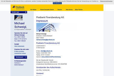 finanzberatung.postbank.de/mschweigl/unternehmen/Impressum.php - Finanzdienstleister Mühldorf Am Inn