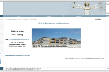 uni-marburg.de/fb20/dermallergo - Dermatologie Marburg