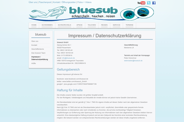 bluesub.de/impressum - Tauchschule Rosenheim