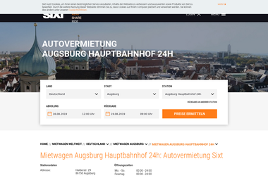 sixt.de/mietwagen/deutschland/augsburg/augsburg-hauptbahnhof - Autoverleih Augsburg