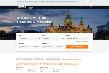 sixt.de/mietwagen/deutschland/hannover/hannover-zentrum - Autoverleih Hannover