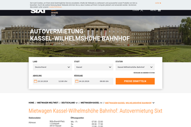 sixt.de/mietwagen/deutschland/kassel/kassel-wilhelmshoehe-bahnhof - Autoverleih Kassel