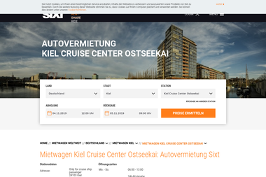sixt.de/mietwagen/deutschland/kiel/kiel-cruise-center-ostseekai - Autoverleih Kiel