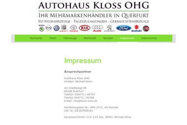 kloss-auto.de/impressum - Autowerkstatt Merseburg