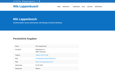 nils-lappenbusch.de - Online Marketing Manager Lage