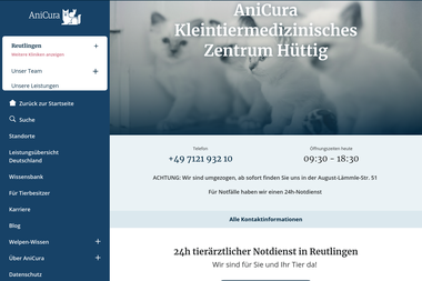 anicura.de/kleintiermedizinisches-zentrum-huttig - Tiermedizin Reutlingen