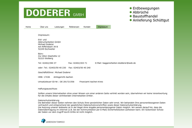 baggerarbeiten-doderer.de/impressum.htm - Abbruchunternehmen Eschweiler
