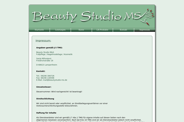 beautystudio-ms.de/impressum.html - Kosmetikerin Lampertheim