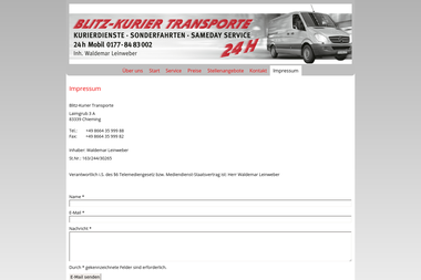 blitz-kurier-transporte.de/impressum - Kurier Traunstein