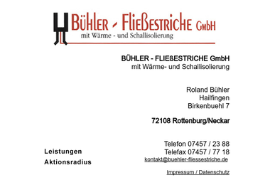 buehler-fliessestriche.de - Bodenleger Rottenburg Am Neckar