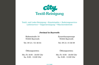 city-textilreinigung.de - Chemische Reinigung Bayreuth