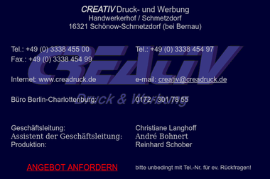 creadruck.de/kontakt.html - Werbeagentur Bernau Bei Berlin