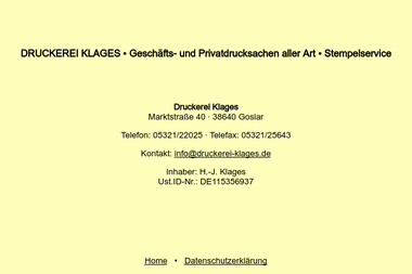 druckerei-klages.de/impressum.html - Druckerei Goslar