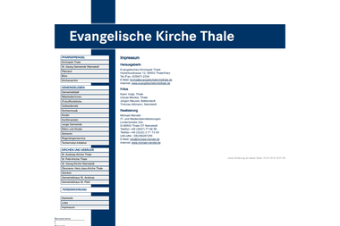 evangelischekirchethale.de/impressum.php - Web Designer Quedlinburg