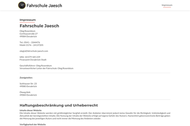 fahrschule-jaesch.com/impressum - Fahrschule Osnabrück