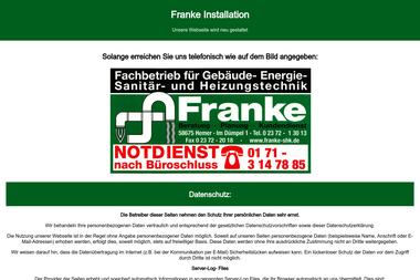 franke-shk.de - Wasserinstallateur Hemer