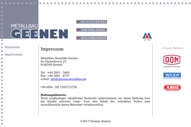 geenen-metallbau.de/impressum.html - Schlosser Xanten