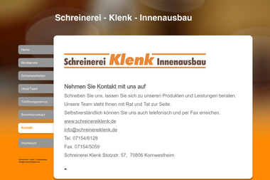 schreinereiklenk.de/kontakt.html - Möbeltischler Kornwestheim