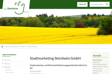 steinheim.de/Tourismus-Freizeit/Stadtmarketing - Online Marketing Manager Steinheim