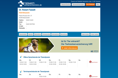 tierarzt-onlineverzeichnis.de/tierarztpraxis/52499-baesweiler/dr-robert-fasselt/11830 - Tiermedizin Baesweiler