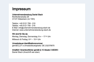unternehmensberatung-stach.de/impressum.html - Unternehmensberatung Hildesheim