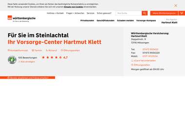 wuerttembergische.de/versicherungen/hartmut.klett - Versicherungsmakler Mössingen