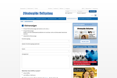 oldenburgische-volkszeitung.de/anzeigenservice/kleinanzeigen.php - Druckerei Damme