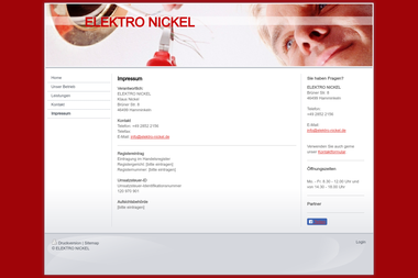 elektro-nickel.de/impressum - Elektriker Hamminkeln