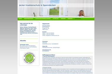 jecker-insektenschutz.de/impressum - Spanndecken Herne