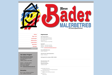 malerbetrieb-bader.de/impressum - Malerbetrieb Landau In Der Pfalz