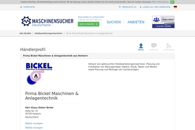 maschinensucher.de/Haendler/44762/Firma-Bickel-Maschinen-Anlagentechnik-Herborn - Elektroniker Herborn