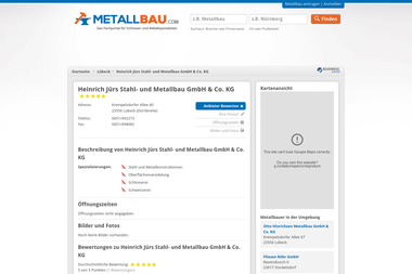 metallbau.com/l%C3%BCbeck/heinrich-j%C3%BCrs-stahl-und-metallbau-gmbh-co-kg-256259.html - Stahlbau Lübeck