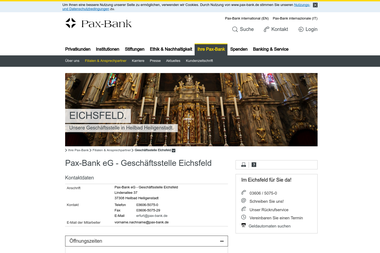 pax-bank.de/ihre-pax-bank/standorte/pax-bank-eg-geschaeftsstelle-eichsfeld.html - Finanzdienstleister Heilbad Heiligenstadt