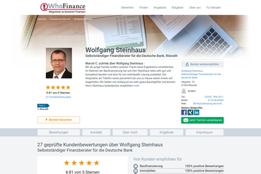 whofinance.de/berater/wolfgang-steinhaus - Finanzdienstleister Rösrath